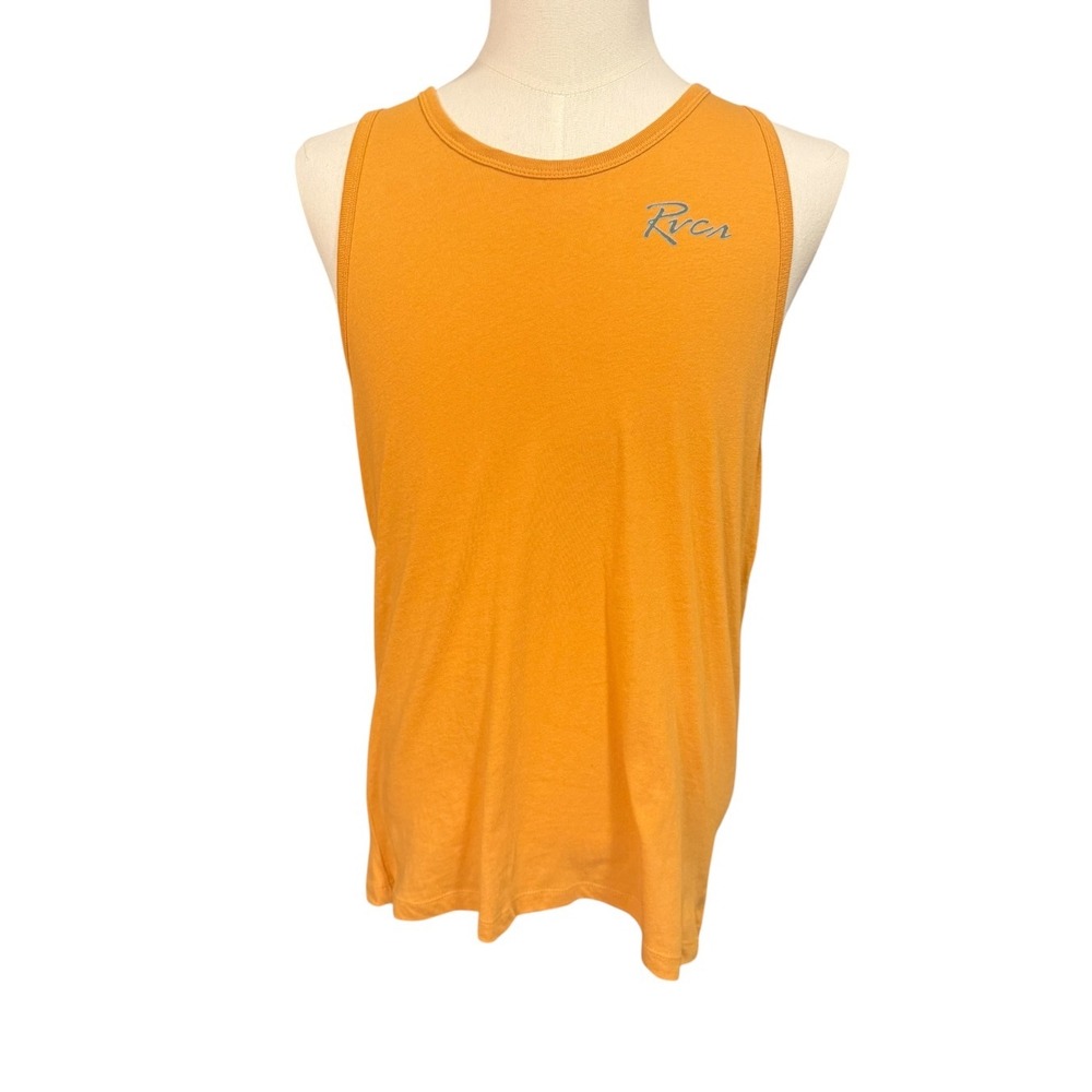 RVCA Mens Bomba Bomba Tank Top Yellow Orange Mountain Graphic Small NEW